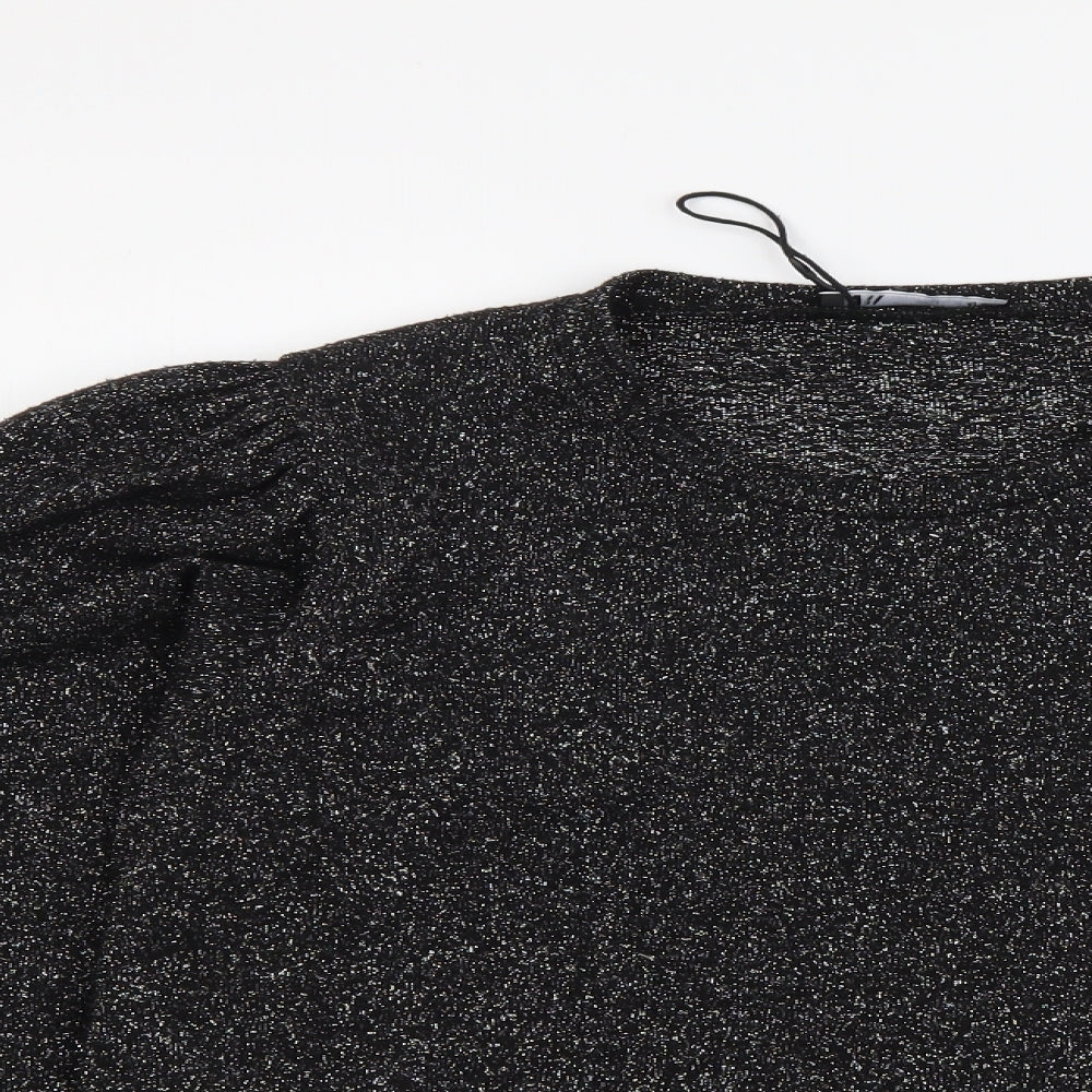 Zara Womens Silver Round Neck Polyester Pullover Jumper Size L