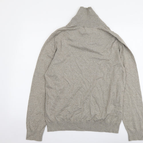 NEXT Mens Beige Collared Cotton Pullover Jumper Size M