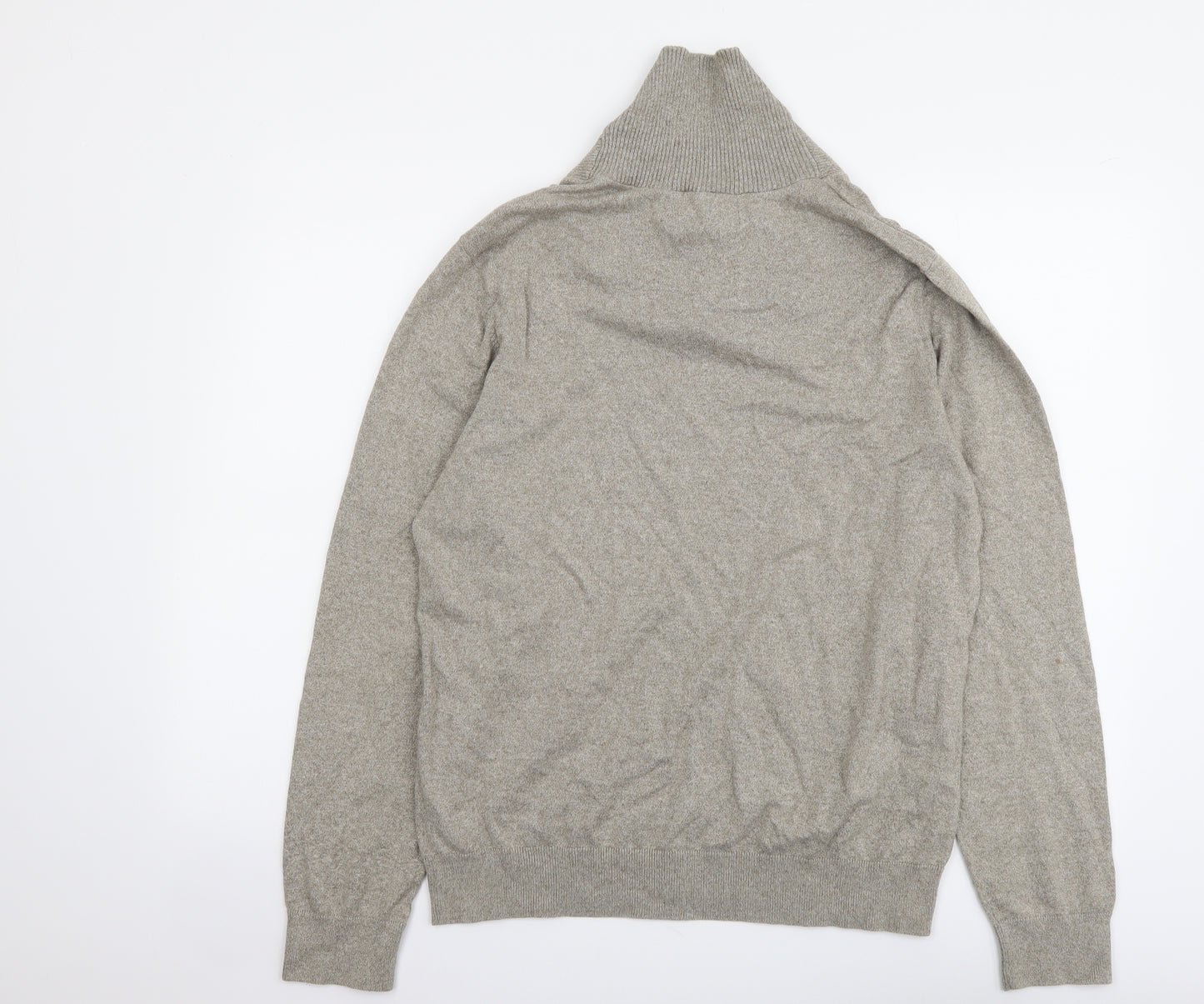 NEXT Mens Beige Collared Cotton Pullover Jumper Size M