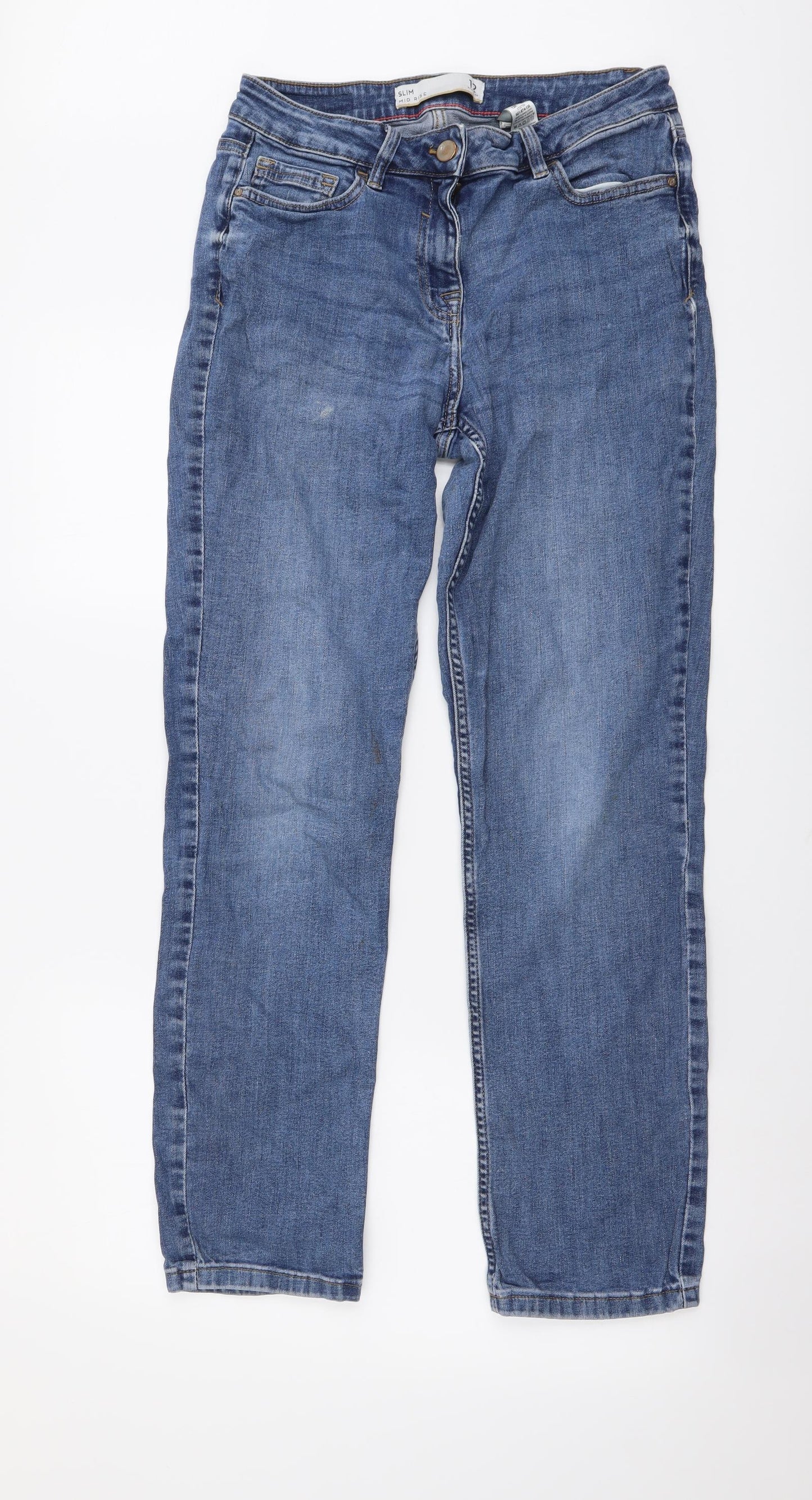 NEXT Womens Blue Cotton Straight Jeans Size 12 L28 in Regular Button