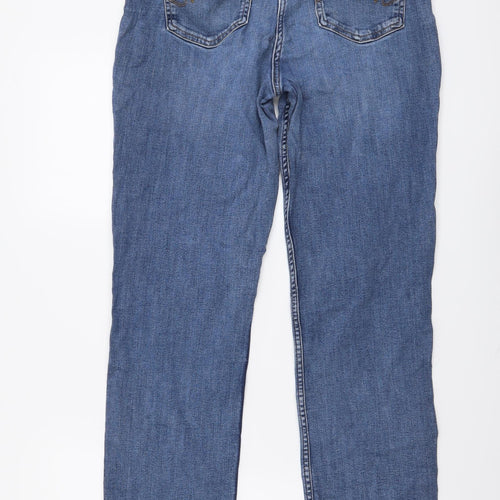 NEXT Womens Blue Cotton Straight Jeans Size 12 L28 in Regular Button