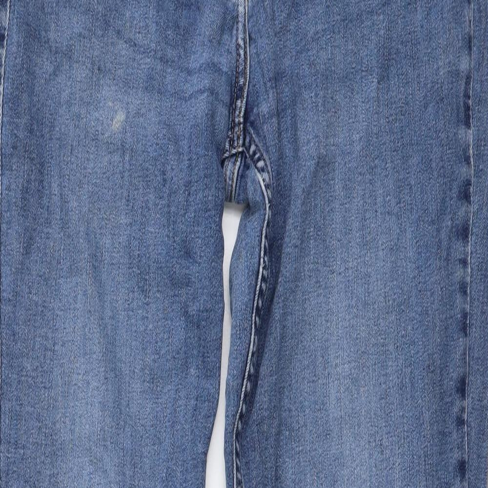 NEXT Womens Blue Cotton Straight Jeans Size 12 L28 in Regular Button
