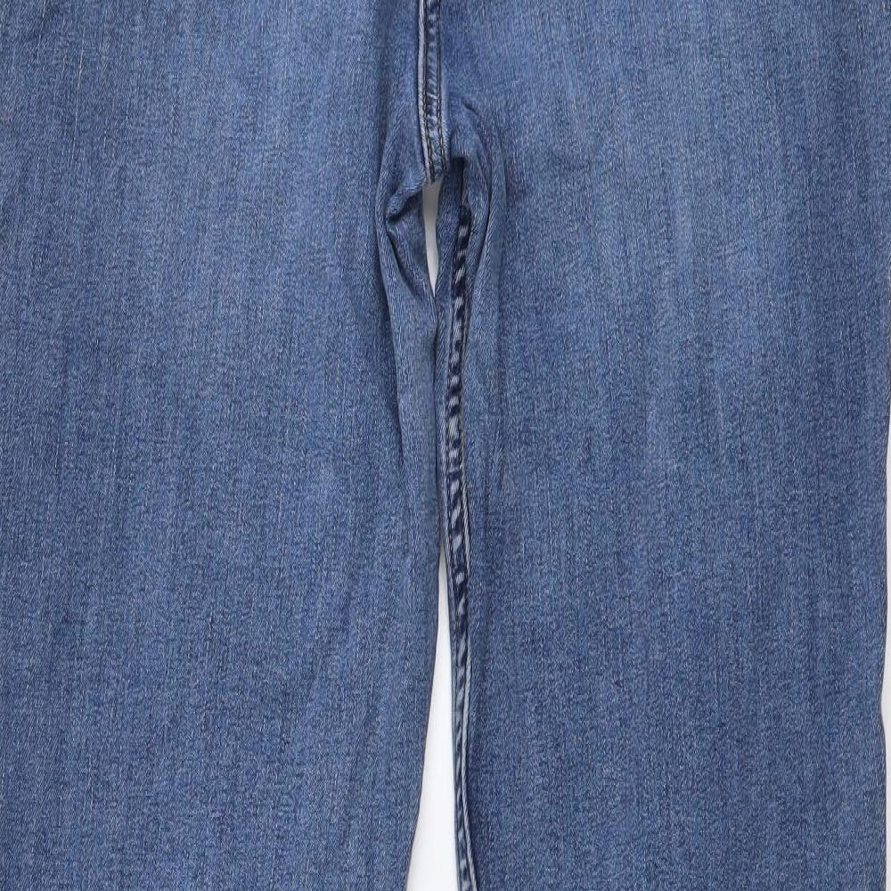 NEXT Womens Blue Cotton Straight Jeans Size 12 L28 in Regular Button