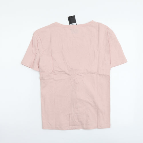 Eight Paris Womens Pink Cotton Basic T-Shirt Size S Round Neck