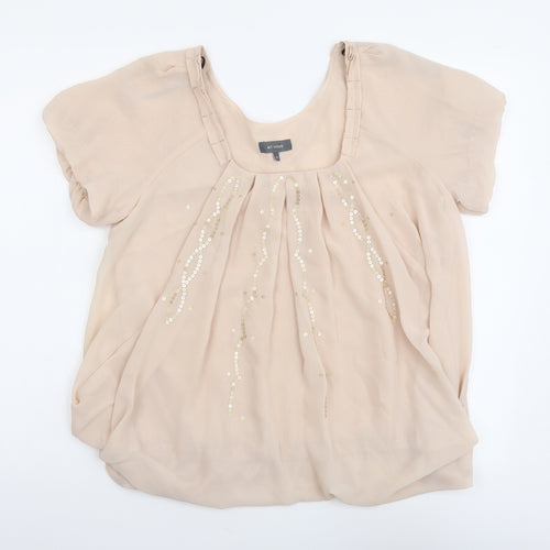 ET VOUS Womens Pink Polyester Basic Blouse Size 12 Scoop Neck