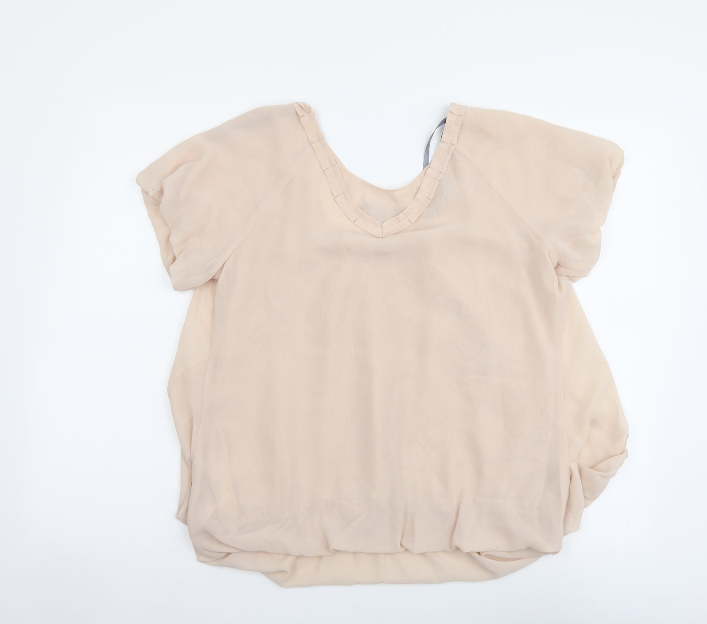ET VOUS Womens Pink Polyester Basic Blouse Size 12 Scoop Neck