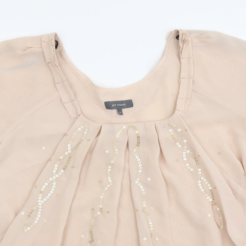 ET VOUS Womens Pink Polyester Basic Blouse Size 12 Scoop Neck