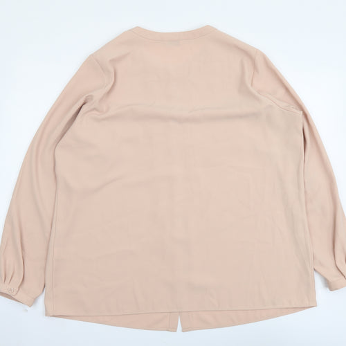 Marks and Spencer Womens Pink Polyester Basic Button-Up Size 18 Round Neck