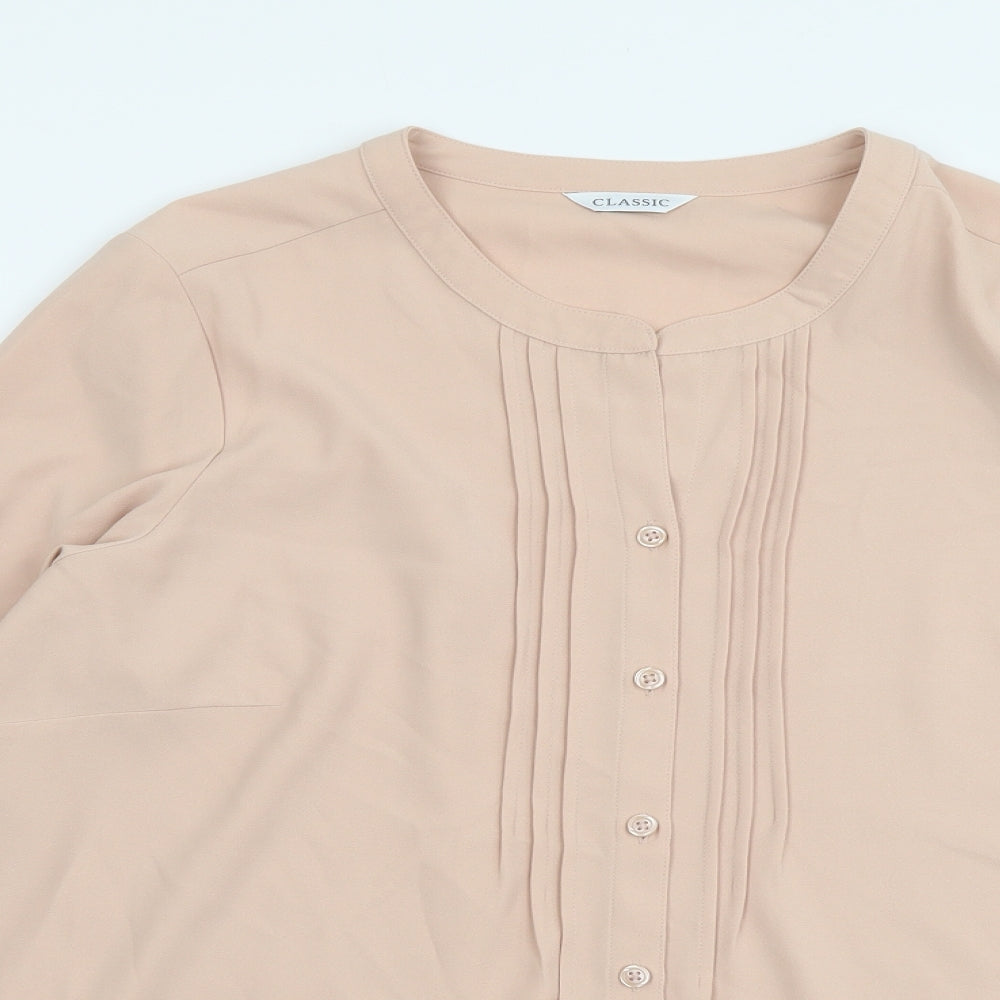 Marks and Spencer Womens Pink Polyester Basic Button-Up Size 18 Round Neck