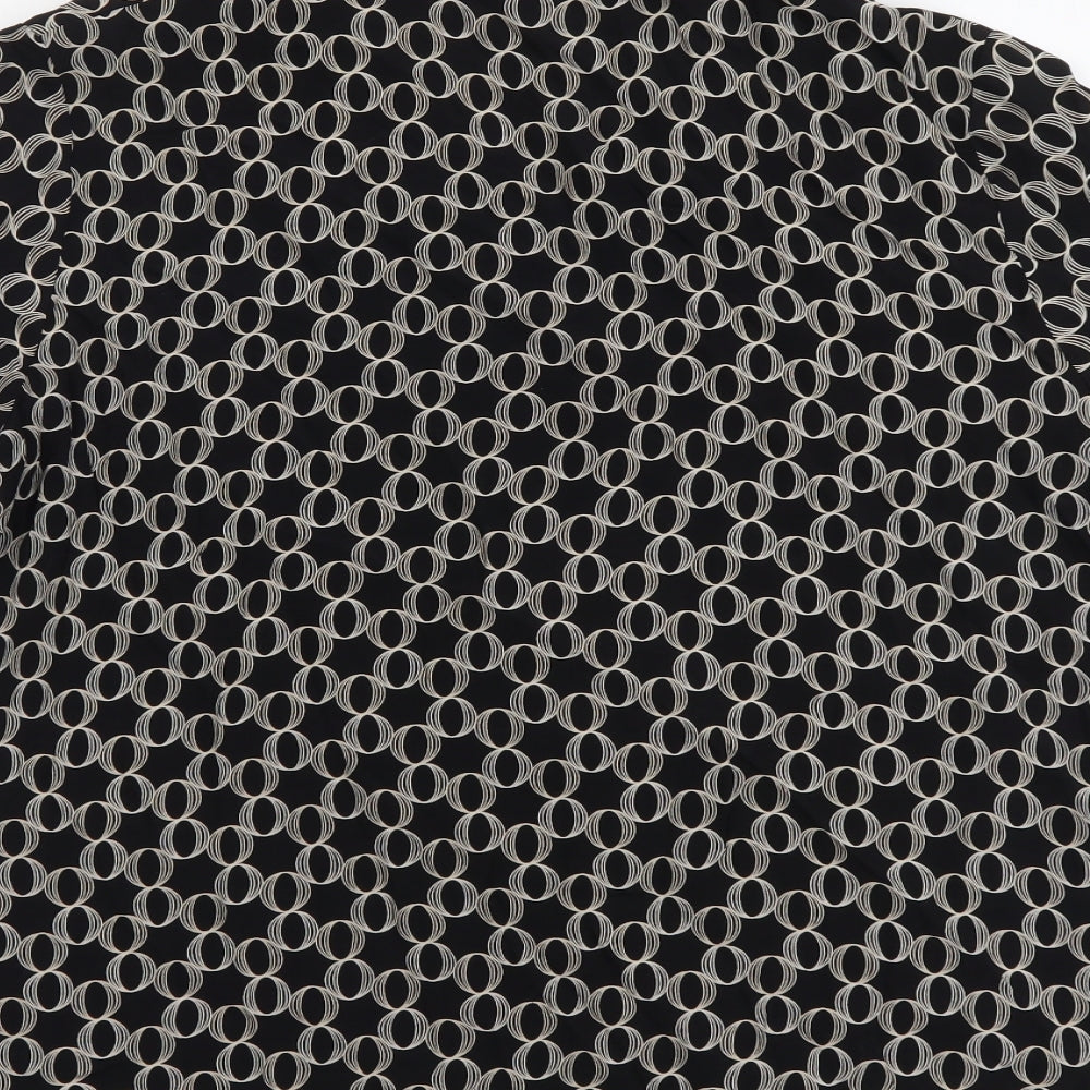 Marks and Spencer Womens Black Geometric Viscose Basic Blouse Size 14 Collared