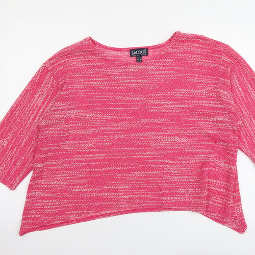 Saloos Womens Pink Polyester Basic Blouse Size 14 Boat Neck
