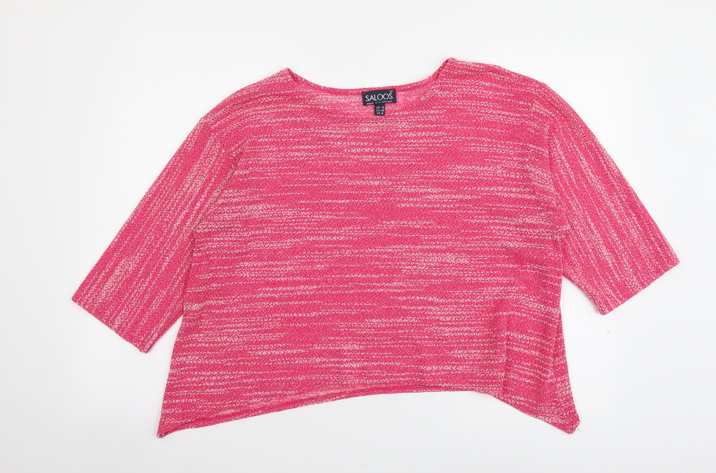 Saloos Womens Pink Polyester Basic Blouse Size 14 Boat Neck