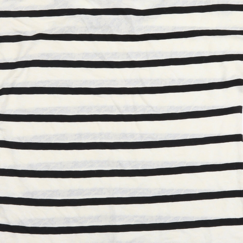Papaya Womens Beige Striped Cotton Basic T-Shirt Size 10 Round Neck
