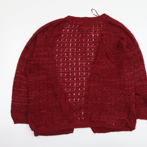 George Womens Red V-Neck Acrylic Cardigan Jumper Size 12