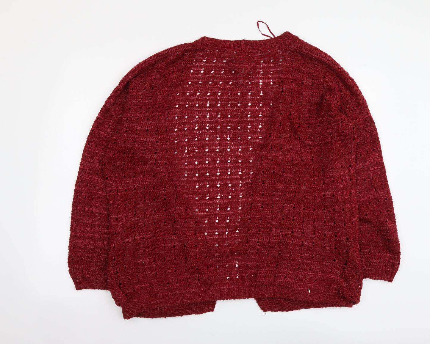 George Womens Red V-Neck Acrylic Cardigan Jumper Size 12