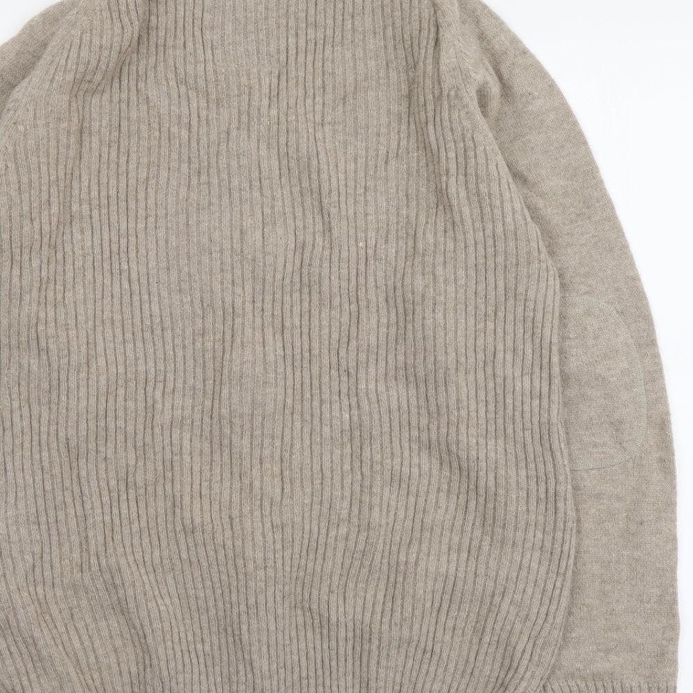 George Mens Beige High Neck Wool Full Zip Jumper Size M