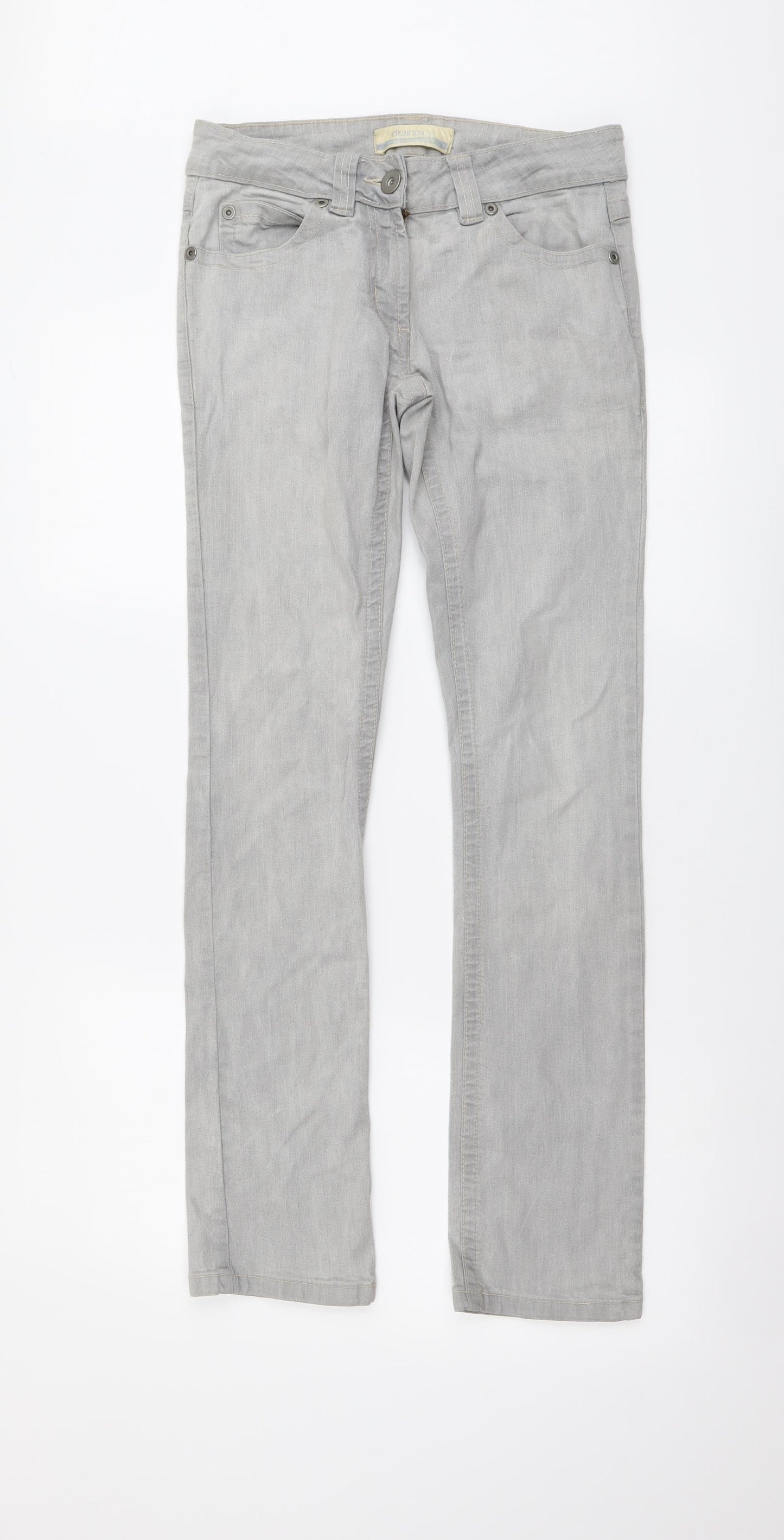 Drainpipe Womens Grey Cotton Skinny Jeans Size 8 L30 in Regular Button