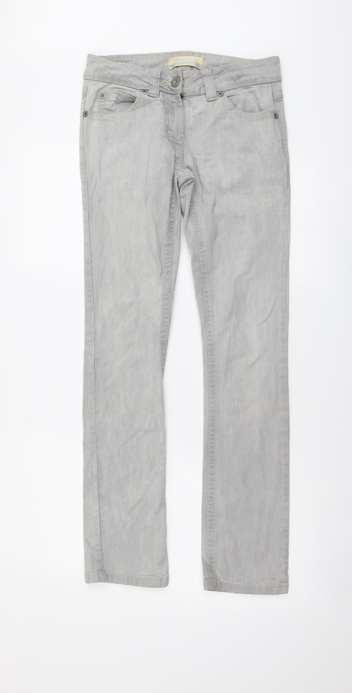Drainpipe Womens Grey Cotton Skinny Jeans Size 8 L30 in Regular Button
