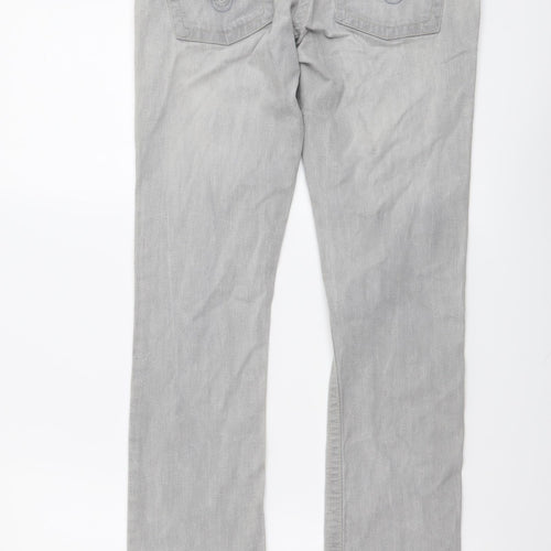 Drainpipe Womens Grey Cotton Skinny Jeans Size 8 L30 in Regular Button