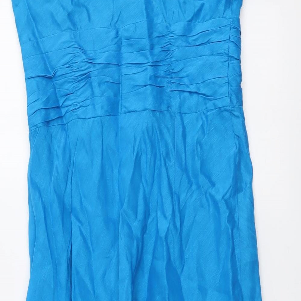 Monsoon Womens Blue Linen A-Line Size M V-Neck Pullover