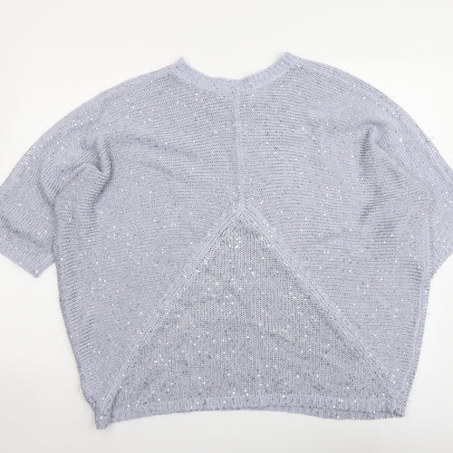 Aftershock Womens Blue Round Neck Acrylic Pullover Jumper Size L