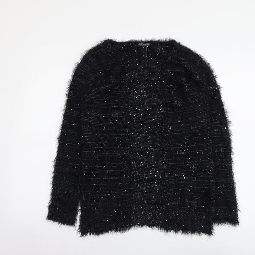 Al Paradise Womens Black Round Neck Viscose Pullover Jumper Size M