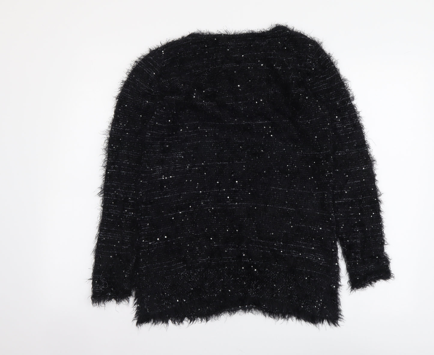Al Paradise Womens Black Round Neck Viscose Pullover Jumper Size M