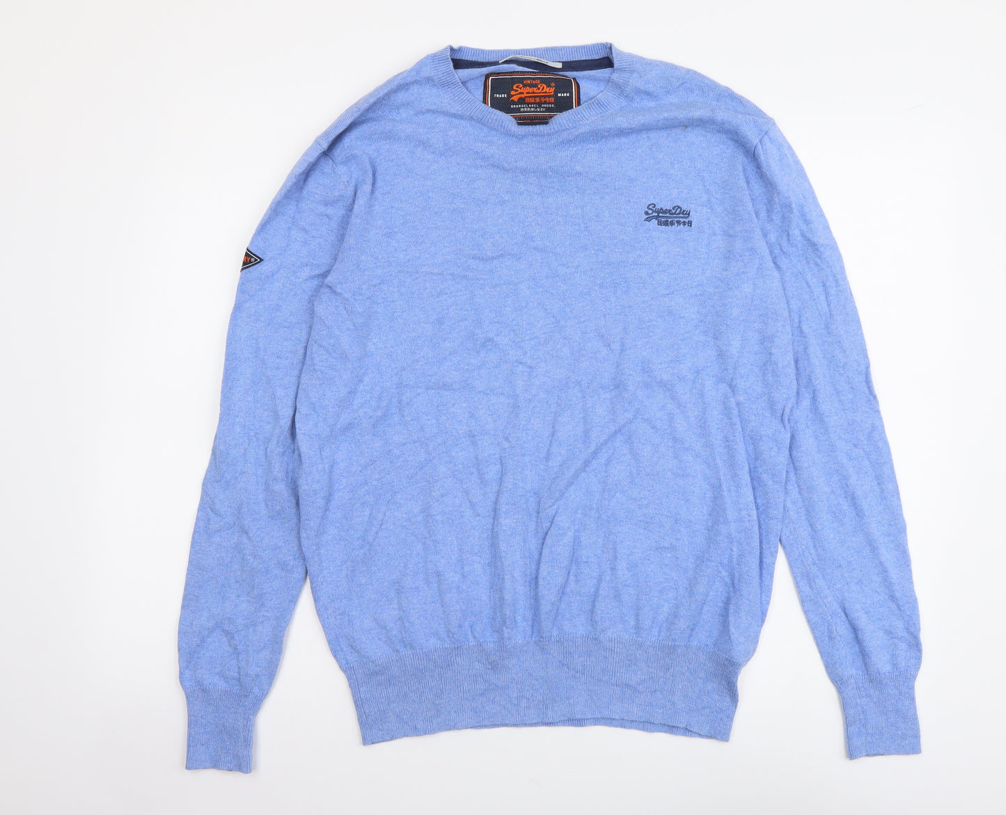 Superdry Womens Blue Round Neck Cotton Pullover Jumper Size L