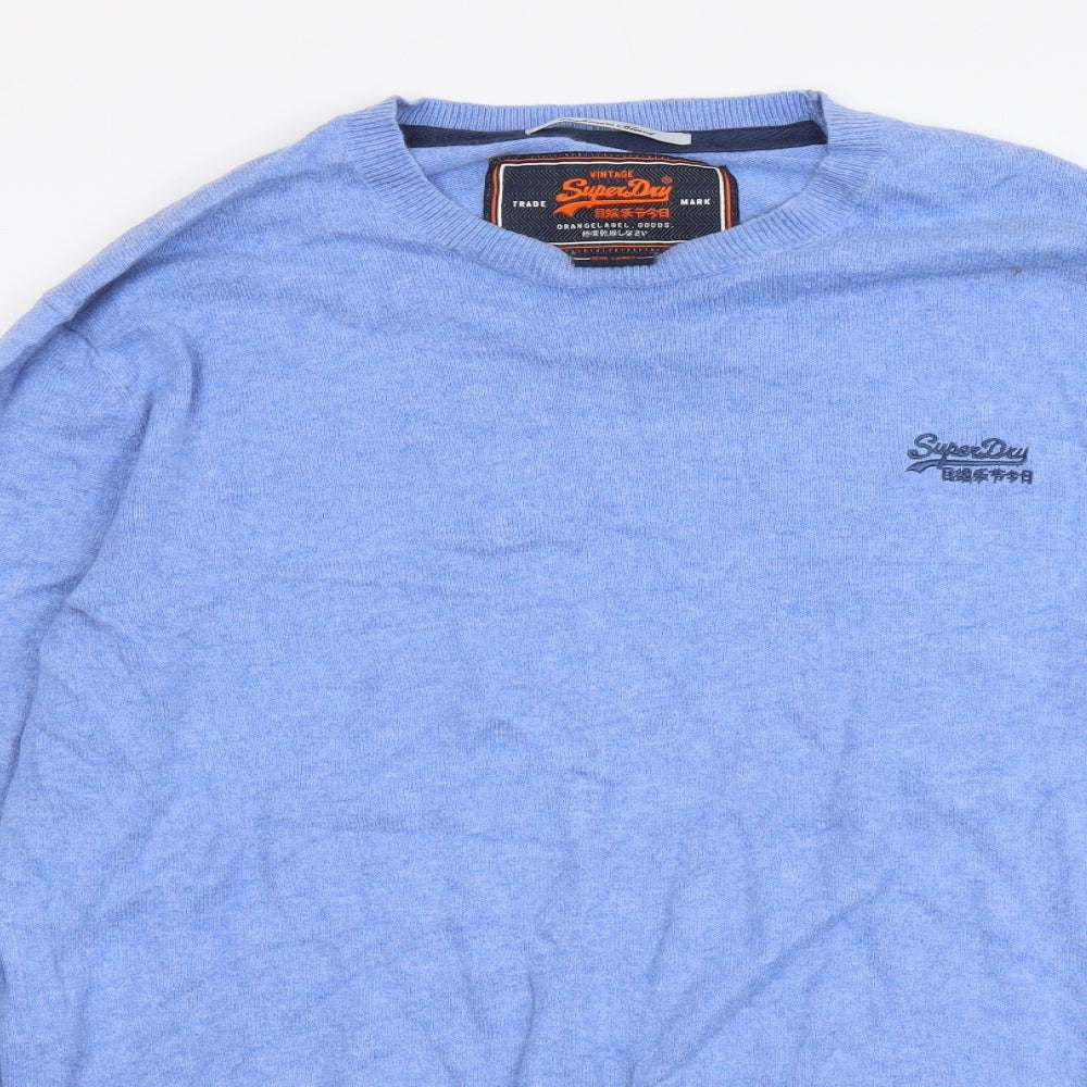 Superdry Womens Blue Round Neck Cotton Pullover Jumper Size L