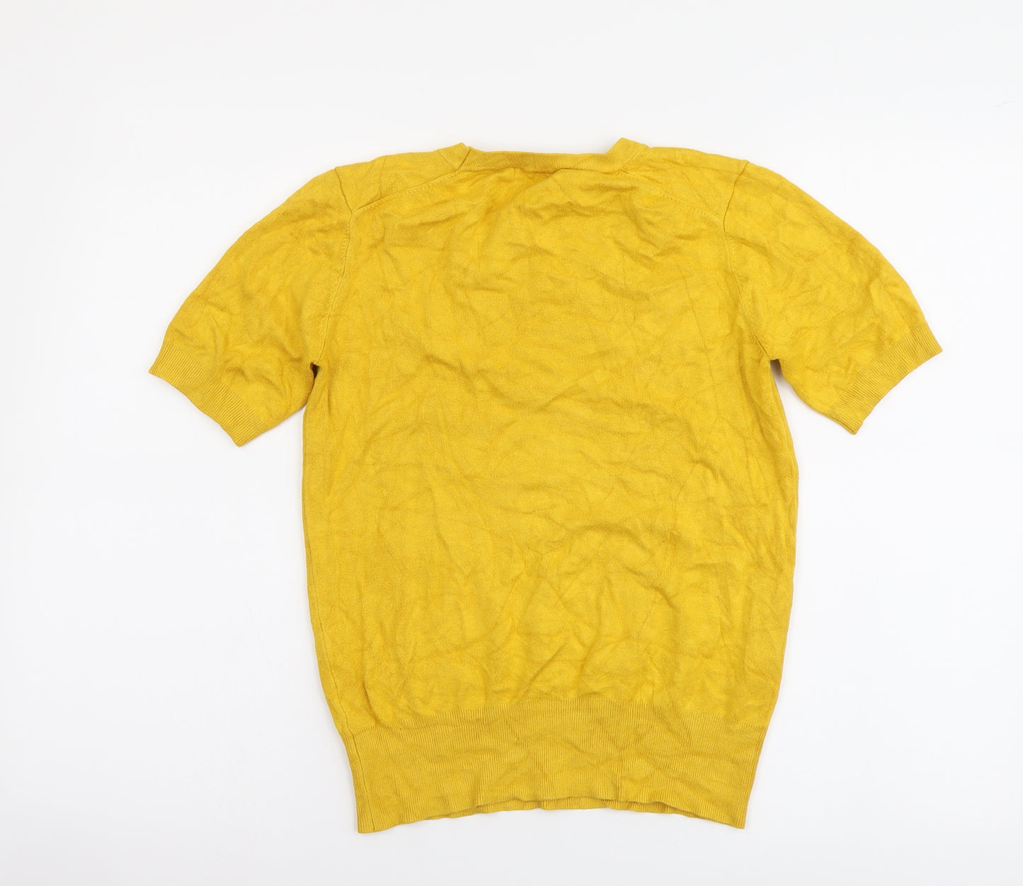 Zara Womens Yellow Round Neck Viscose Pullover Jumper Size M