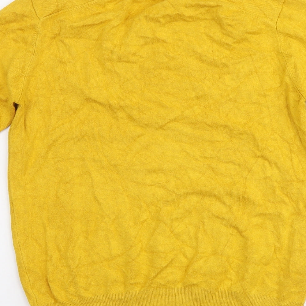 Zara Womens Yellow Round Neck Viscose Pullover Jumper Size M