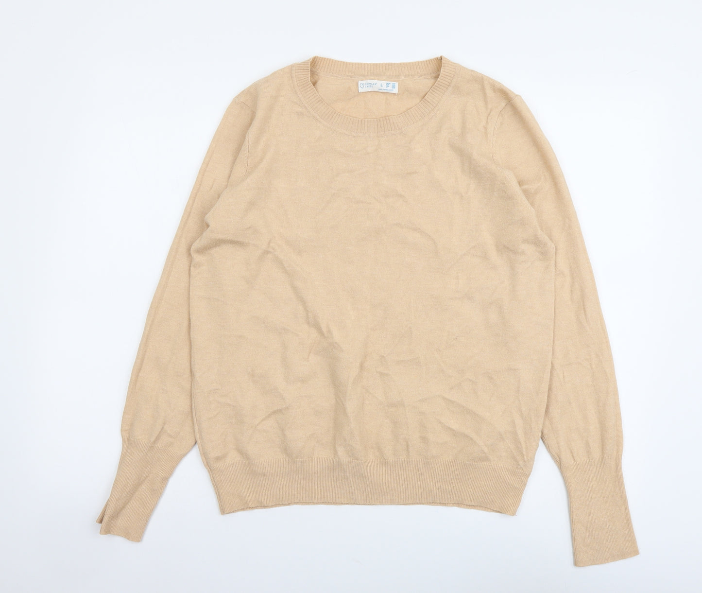 Primark Womens Beige Round Neck Viscose Pullover Jumper Size L