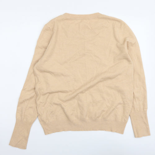 Primark Womens Beige Round Neck Viscose Pullover Jumper Size L
