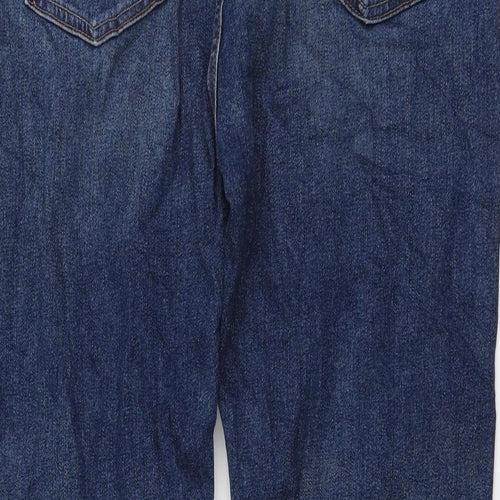 Marks and Spencer Mens Blue Cotton Tapered Jeans Size 36 in L33 in Regular Button