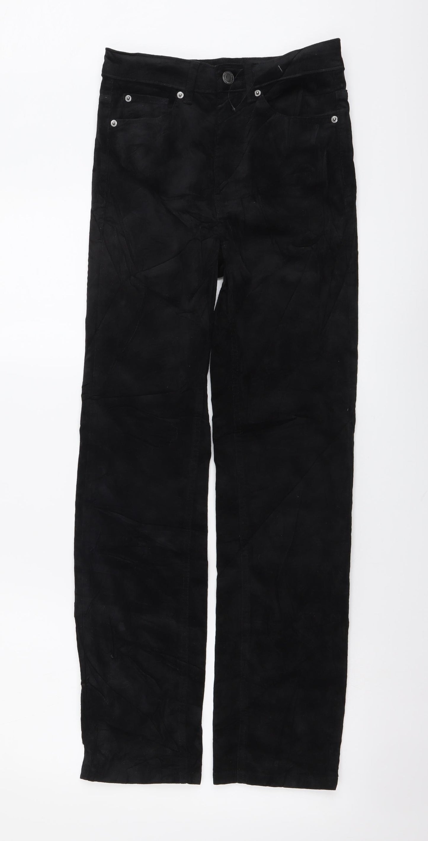 Marks and Spencer Womens Black Cotton Straight Jeans Size 6 L28 in Regular Button