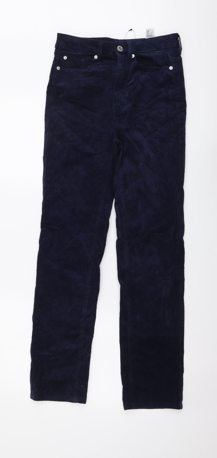 Marks and Spencer Womens Blue Cotton Straight Jeans Size 8 L29 in Regular Button