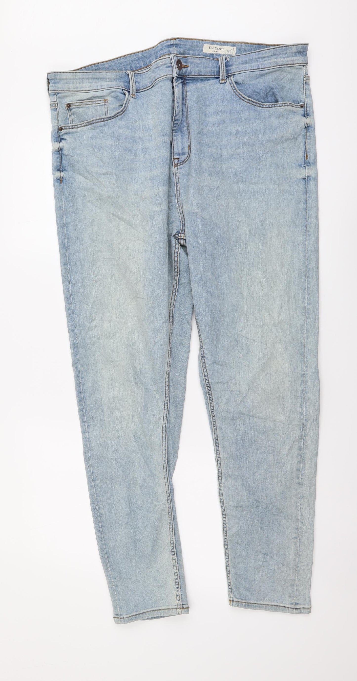 Marks and Spencer Womens Blue Cotton Skinny Jeans Size 20 L27 in Regular Button