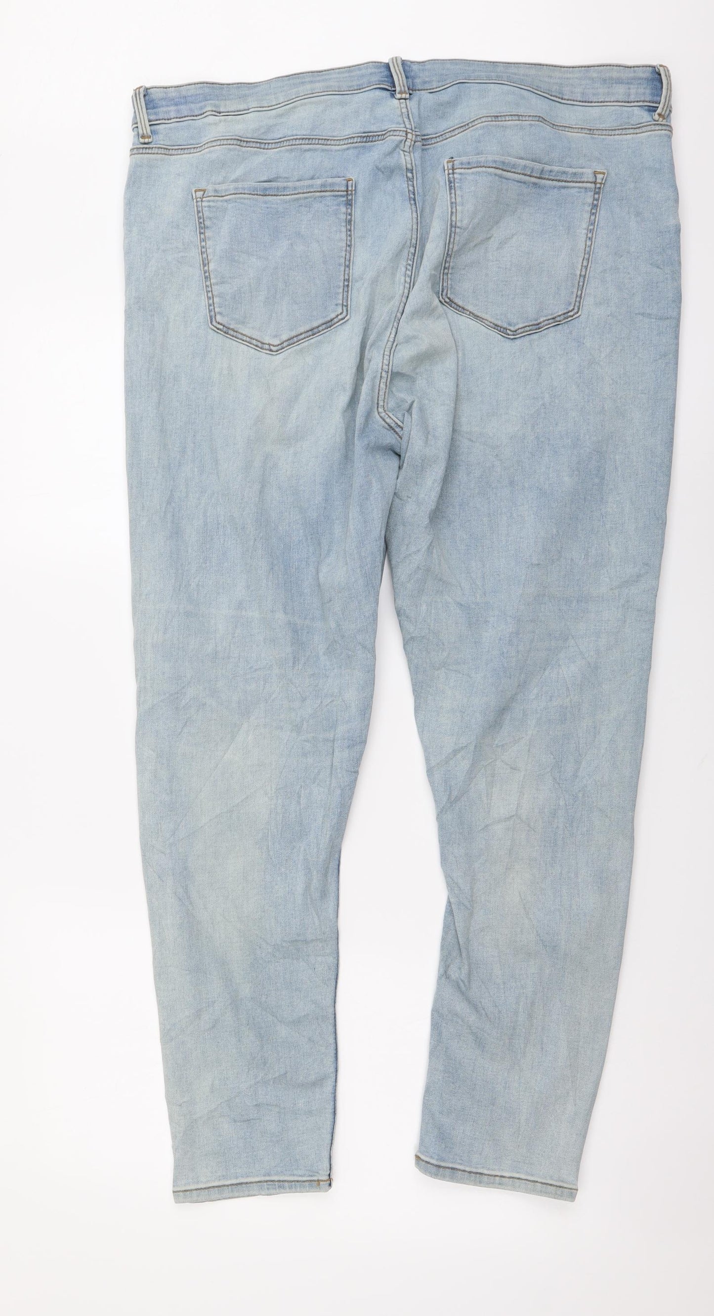 Marks and Spencer Womens Blue Cotton Skinny Jeans Size 20 L27 in Regular Button