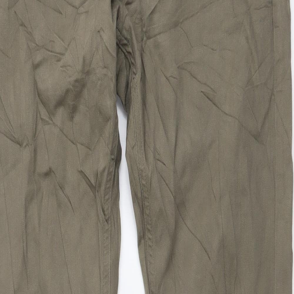 Marks and Spencer Mens Green Cotton Straight Jeans Size 34 in L33 in Regular Button