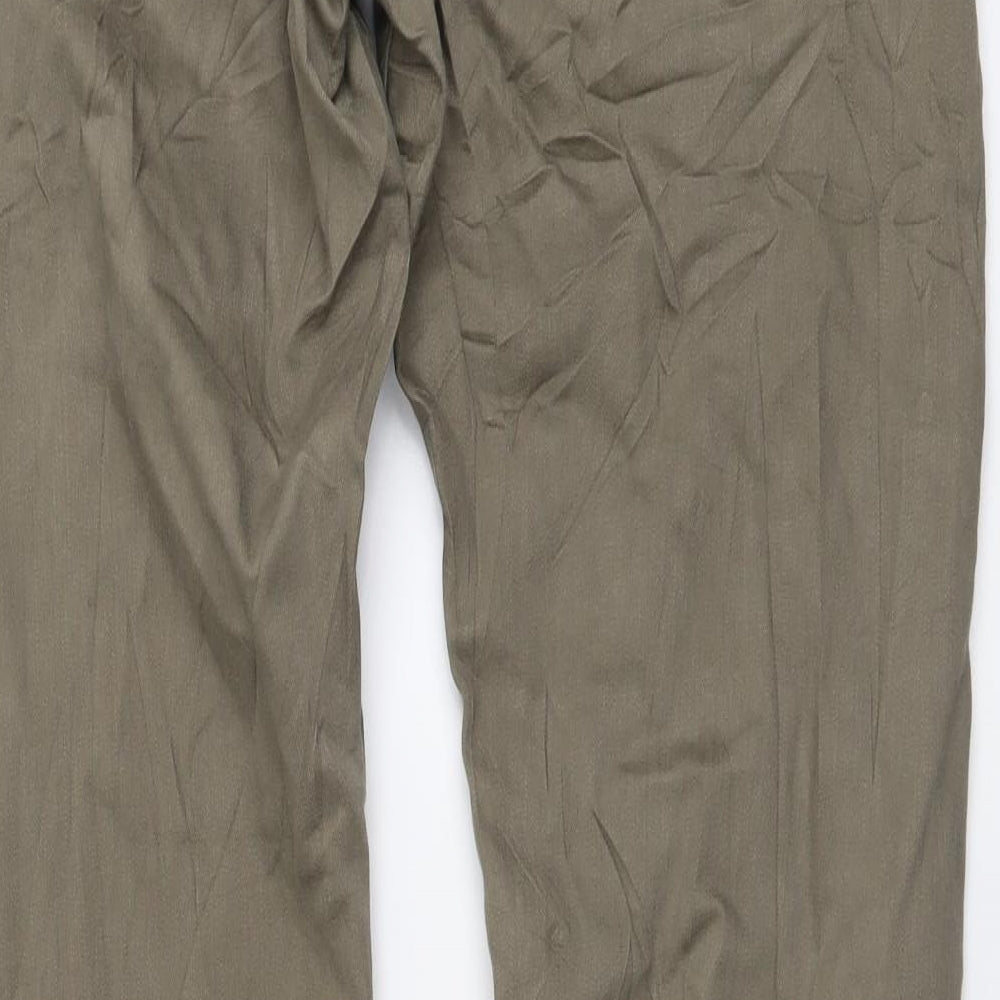 Marks and Spencer Mens Green Cotton Straight Jeans Size 34 in L33 in Regular Button