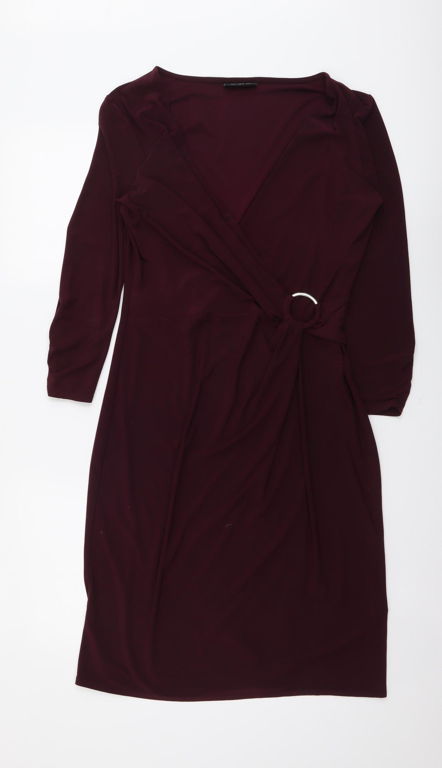 Wallis Womens Purple Polyester Bodycon Size 12 V-Neck Pullover