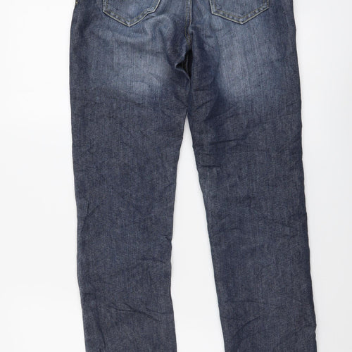 Denim & Co. Boys Blue Cotton Straight Jeans Size 11-12 Years Regular Button