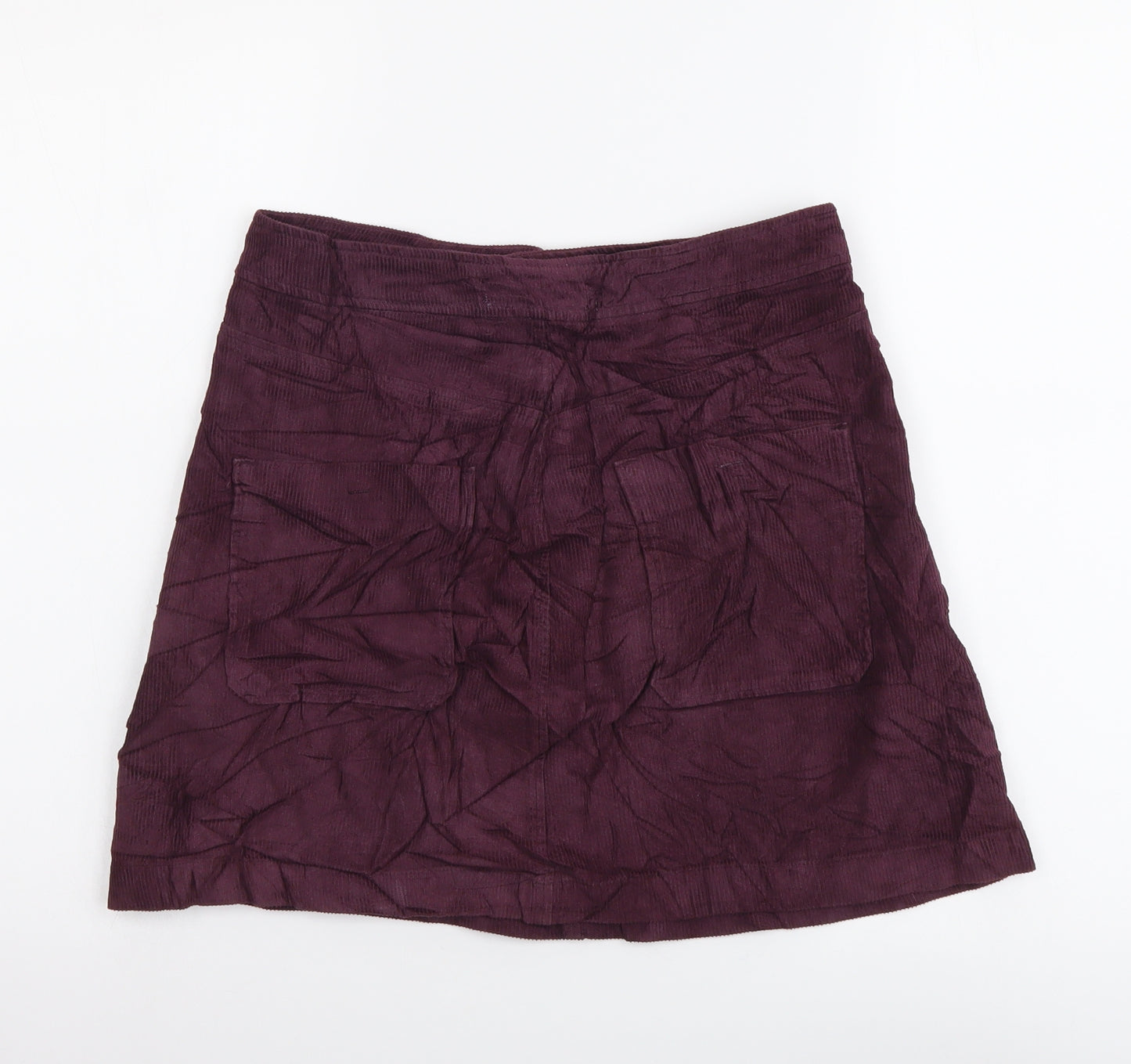 Zara Womens Purple Cotton Mini Skirt Size S Button