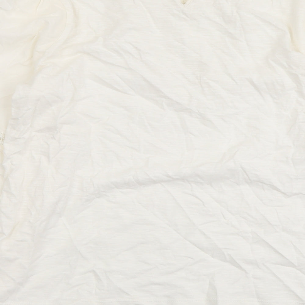 Per Una Womens Ivory Cotton Basic Blouse Size 12 Round Neck