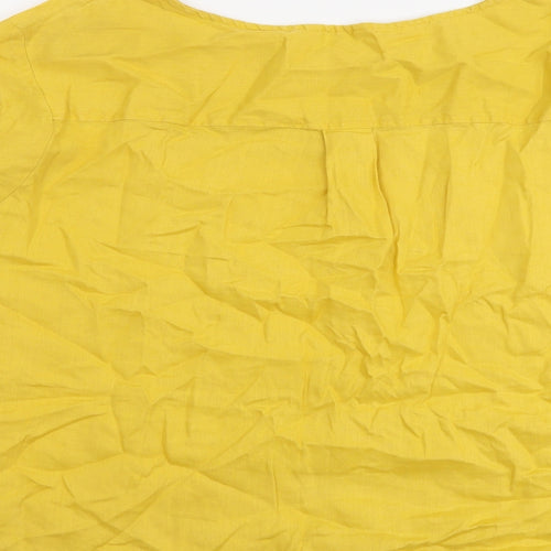 Monsoon Womens Yellow Linen Basic Blouse Size L Boat Neck