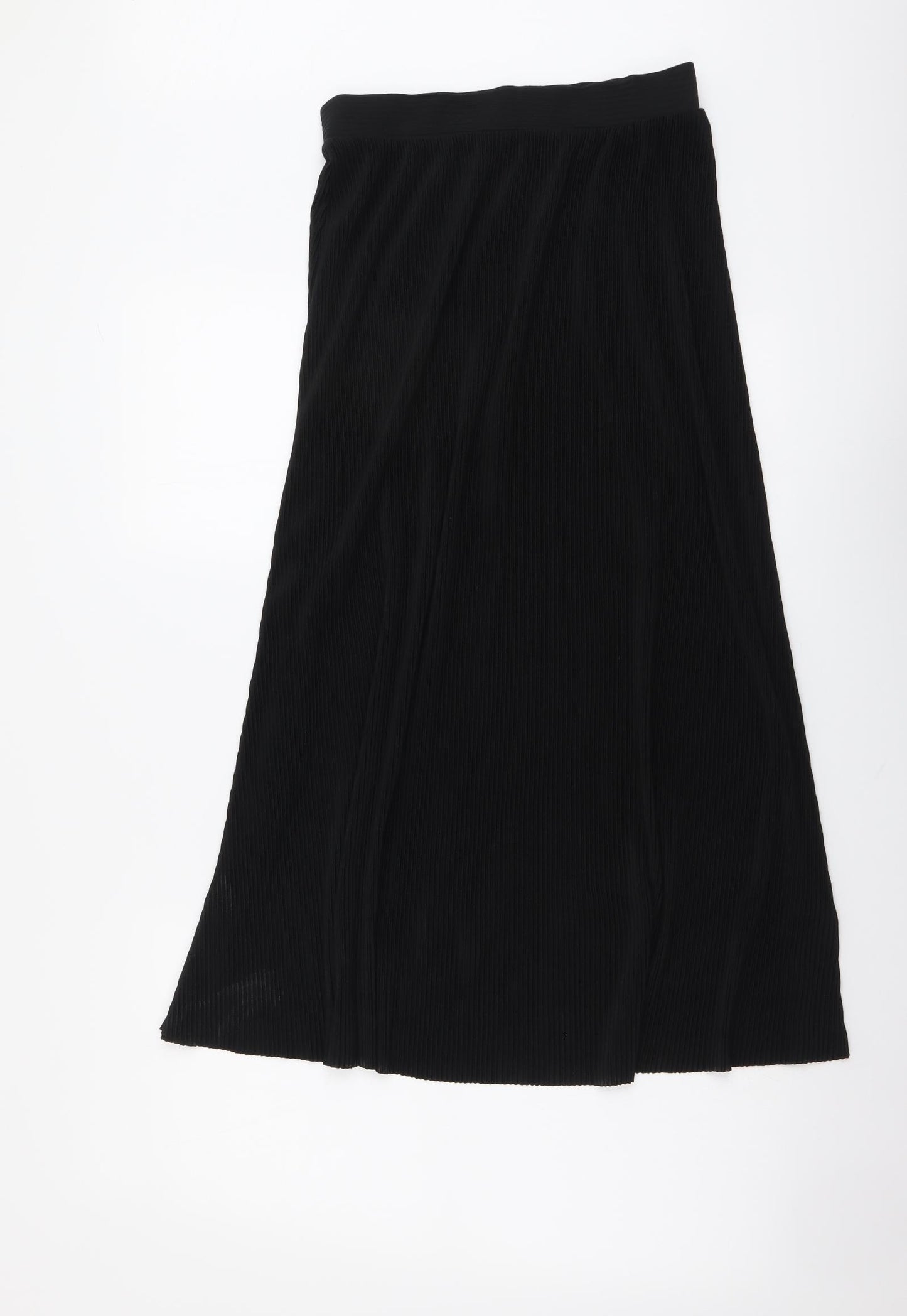 Marks and Spencer Womens Black Polyester Pleated Skirt Size 8