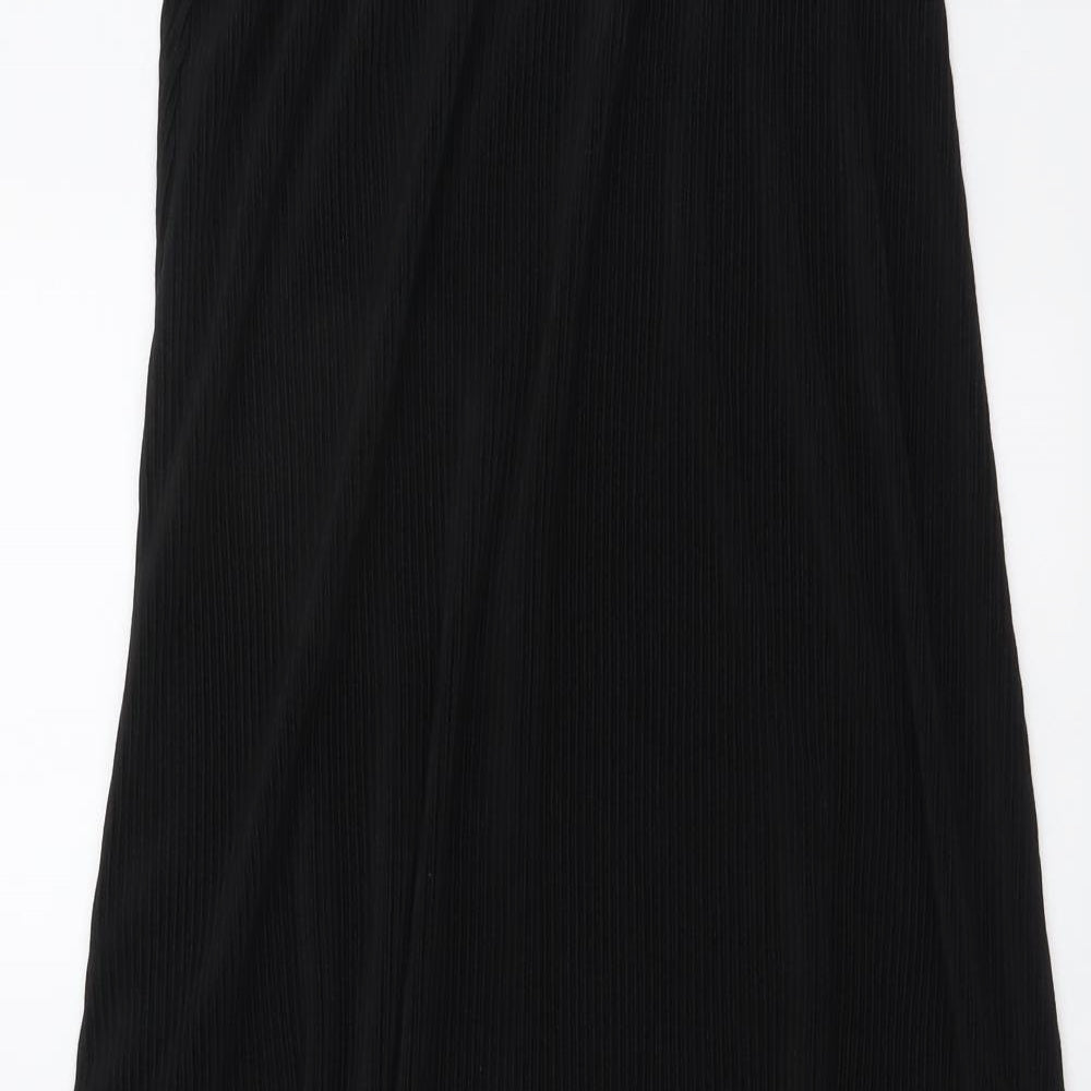 Marks and Spencer Womens Black Polyester Pleated Skirt Size 8