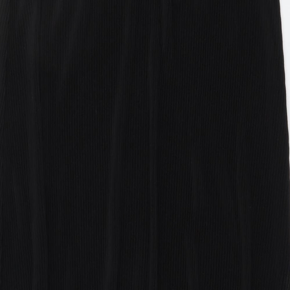 Marks and Spencer Womens Black Polyester Pleated Skirt Size 8