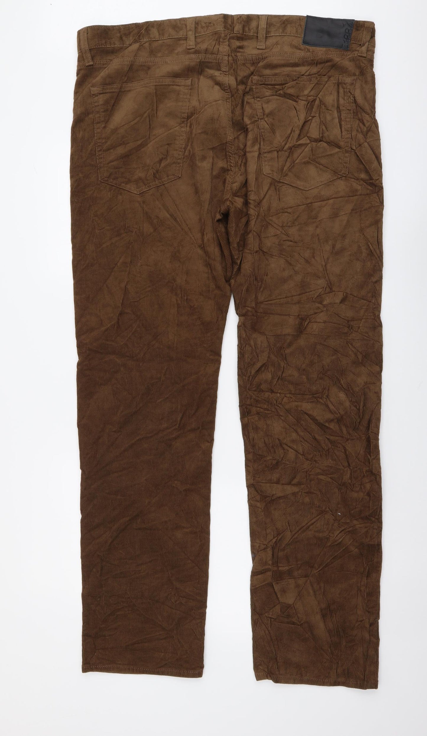 Marks and Spencer Mens Brown Cotton Straight Jeans Size 40 in L33 in Regular Button