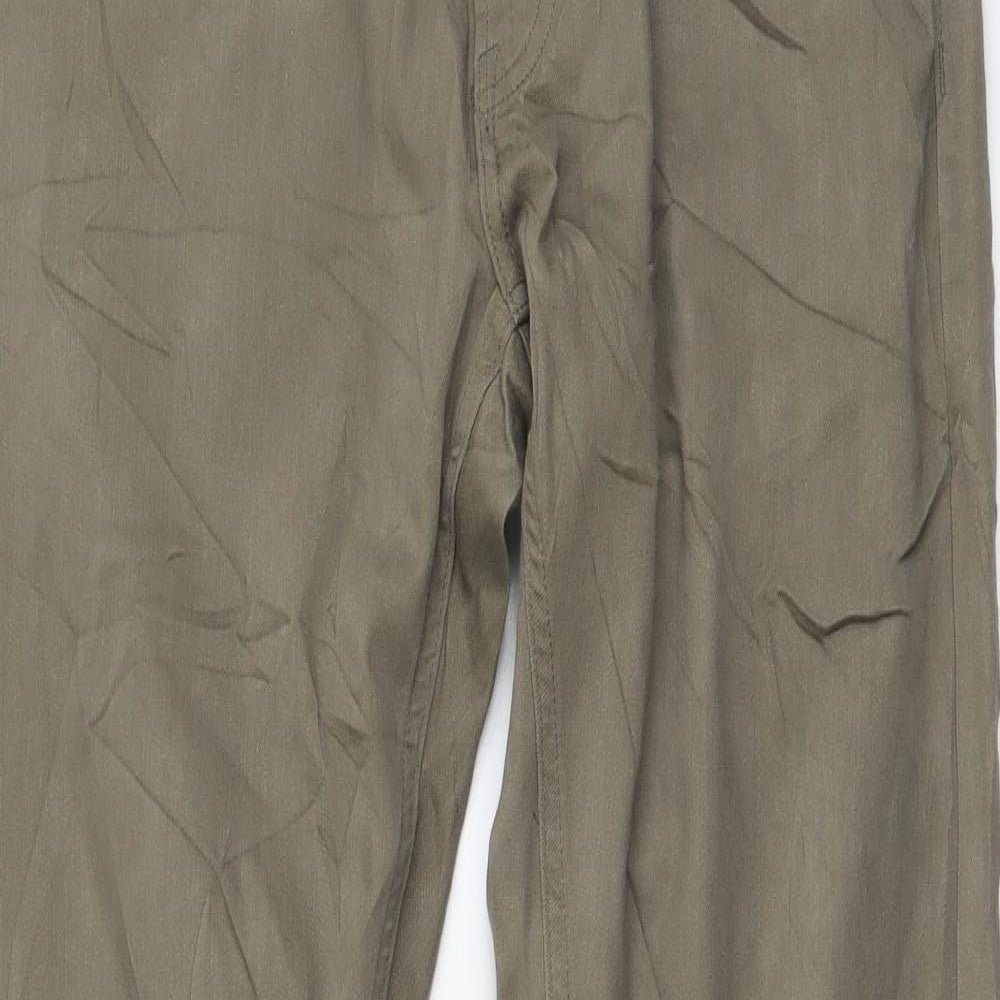 Marks and Spencer Mens Green Cotton Straight Jeans Size 32 in L33 in Regular Button